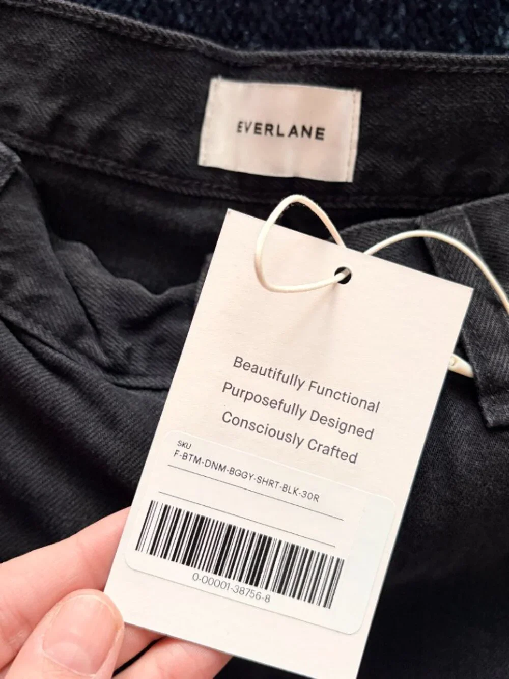 Everlane Baggy Denim Shorts Black Faded Cut-Off Raw Hem 30R NWT